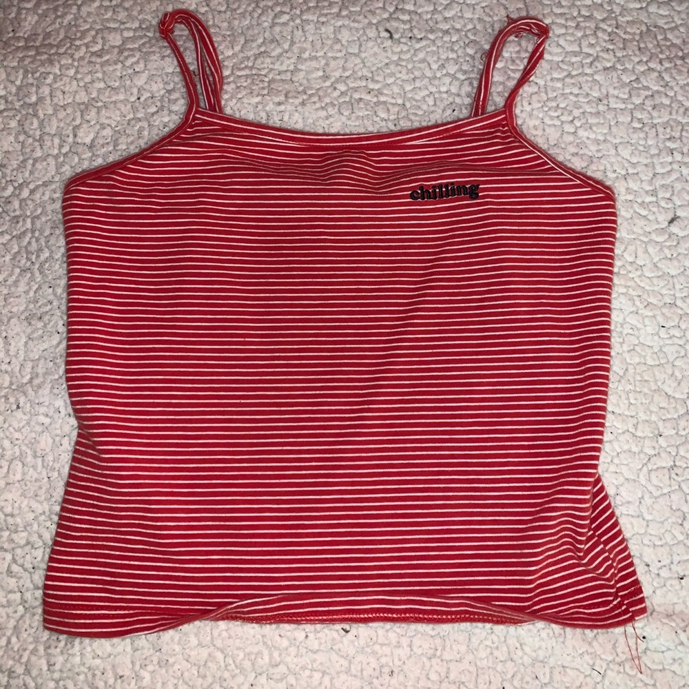 red and white striped crop top
